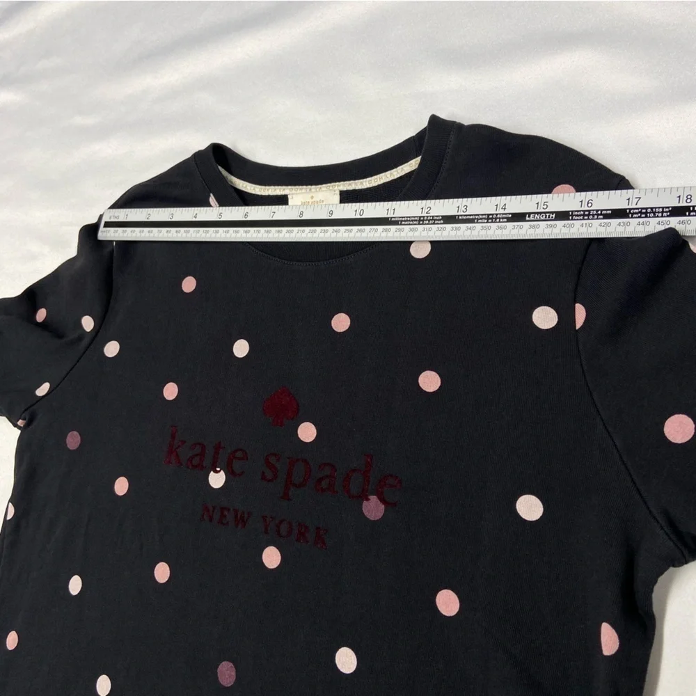 EUC Kate Spade Brooke Street Bakery Dot Black Pink Polka Dot Sweatshirt Small - Picture 6 of 15